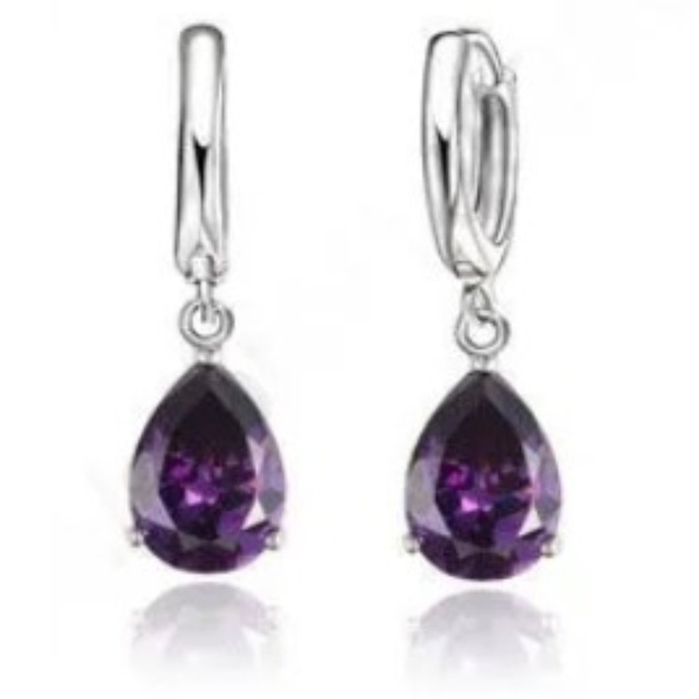 ❤️ Earrings Chain Necklace Elegant Set Bundle Square 925 Sterling Silver Gift - Picture 4 of 4